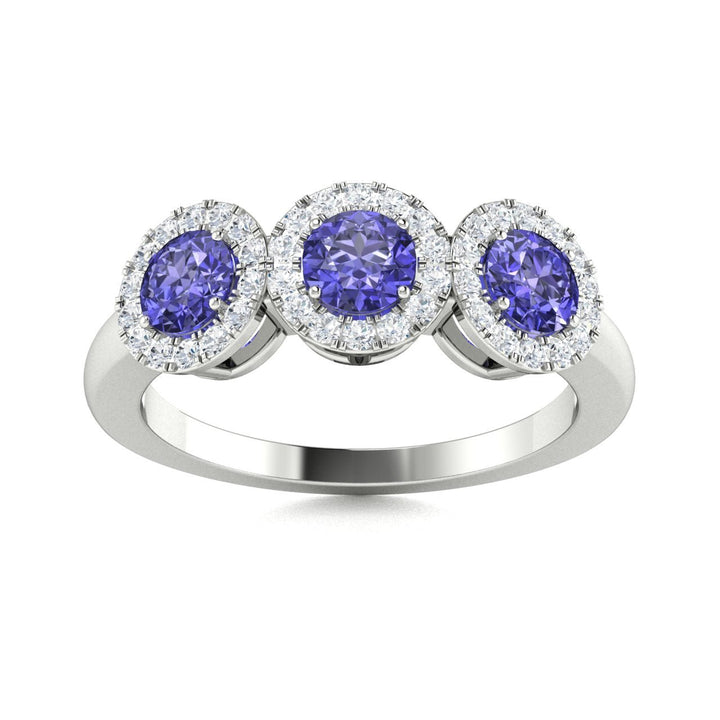 14kt Gold 3-stone Tanzanite and Diamond Ladies Ring (Tanzanite 0.50 cts. Diamonds 0.20 cts.)