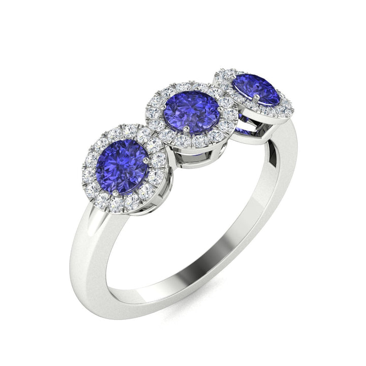 14kt Gold 3-stone Tanzanite and Diamond Ladies Ring (Tanzanite 0.50 cts. Diamonds 0.20 cts.)
