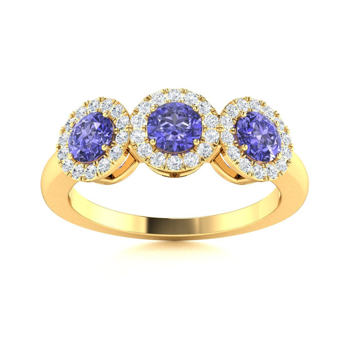 14kt Gold 3-stone Tanzanite and Diamond Ladies Ring (Tanzanite 0.50 cts. Diamonds 0.20 cts.)