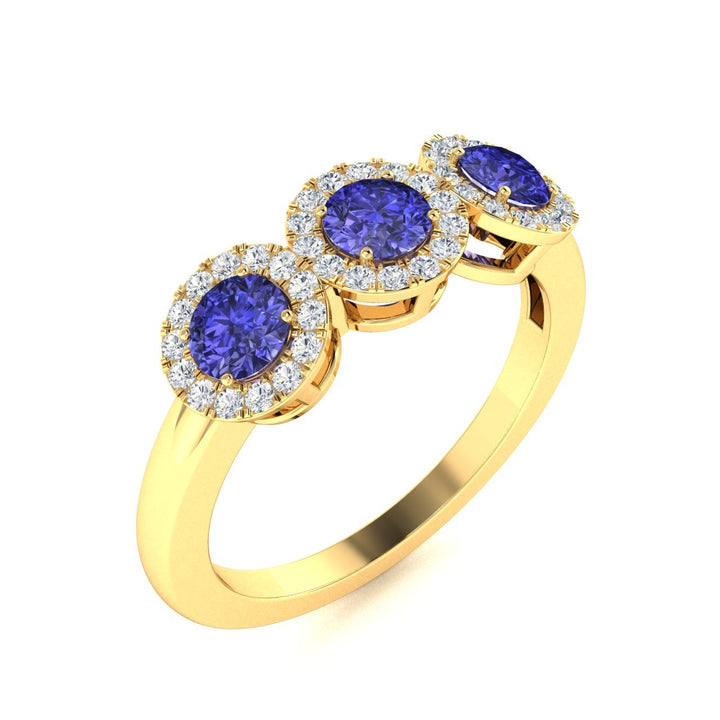 14kt Gold 3-stone Tanzanite and Diamond Ladies Ring (Tanzanite 0.50 cts. Diamonds 0.20 cts.)