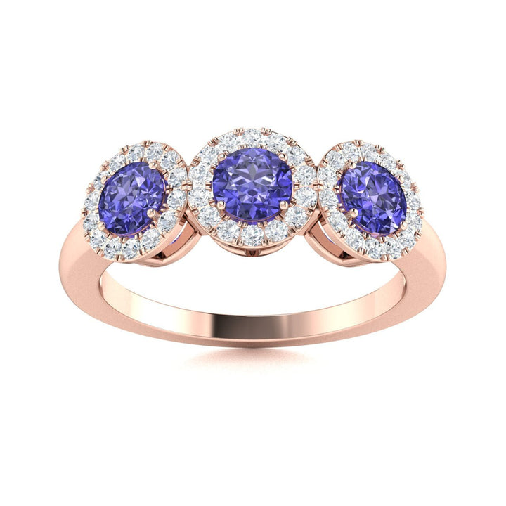 14kt Gold 3-stone Tanzanite and Diamond Ladies Ring (Tanzanite 0.50 cts. Diamonds 0.20 cts.)