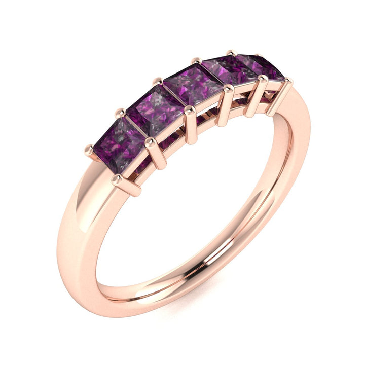 14KT Gold 5-Stone Princess Cut Natural Alexandrite Ladies Ring (Alexandrite .75 cts.)
