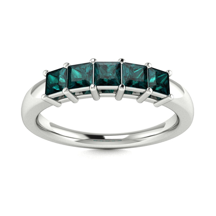 14KT Gold 5-Stone Princess Cut Natural Alexandrite Ladies Ring (Alexandrite .75 cts.)