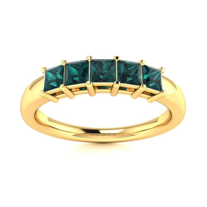 14KT Gold 5-Stone Princess Cut Natural Alexandrite Ladies Ring (Alexandrite .75 cts.)