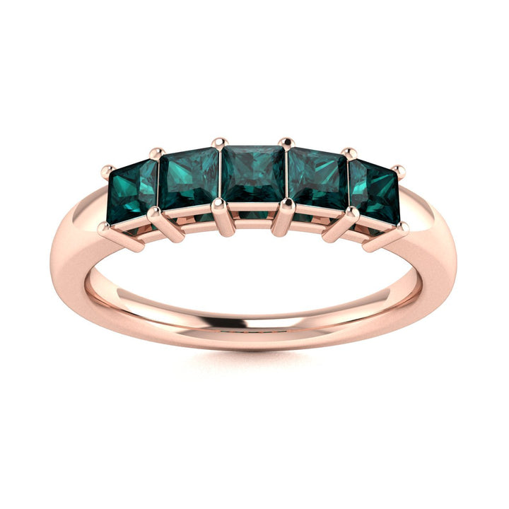 14KT Gold 5-Stone Princess Cut Natural Alexandrite Ladies Ring (Alexandrite .75 cts.)