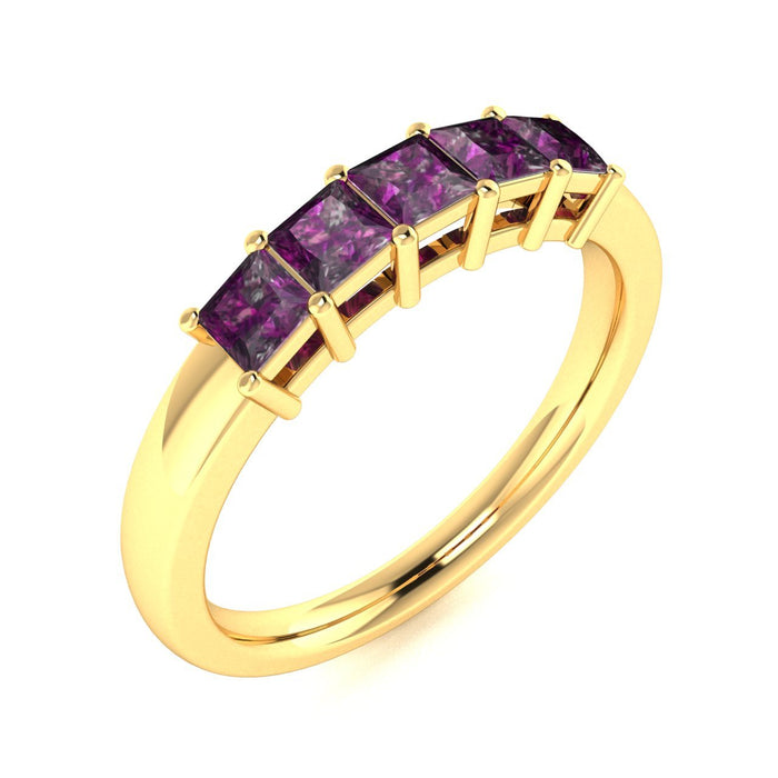 14KT Gold 5-Stone Princess Cut Natural Alexandrite Ladies Ring (Alexandrite .75 cts.)