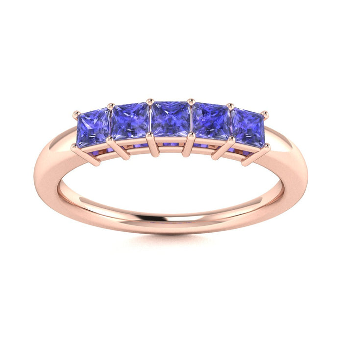 14KT Gold 5-Stone Princess Cut Tanzanite Ladies Ring (Tanzanite .60 cts. )