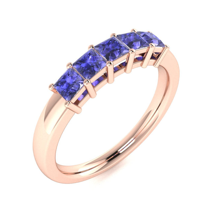 14KT Gold 5-Stone Princess Cut Tanzanite Ladies Ring (Tanzanite .75 cts.)