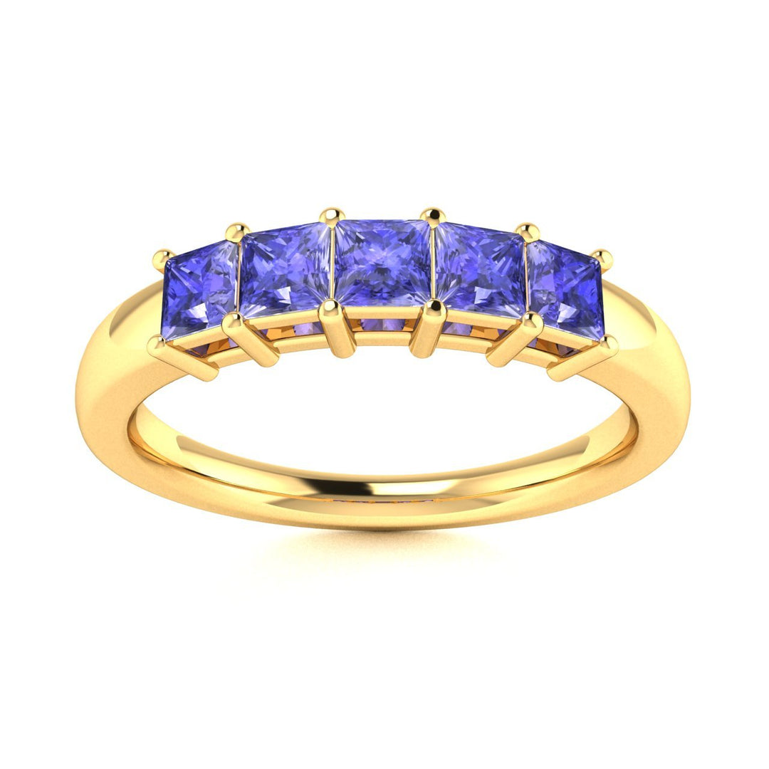 14KT Gold 5-Stone Princess Cut Tanzanite Ladies Ring (Tanzanite .75 cts.)
