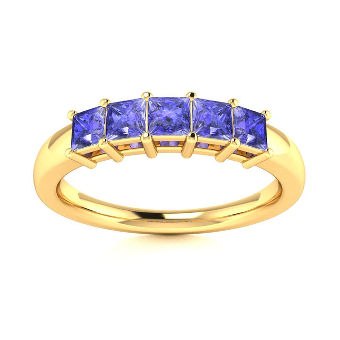 14KT Gold 5-Stone Princess Cut Tanzanite Ladies Ring (Tanzanite .75 cts.)