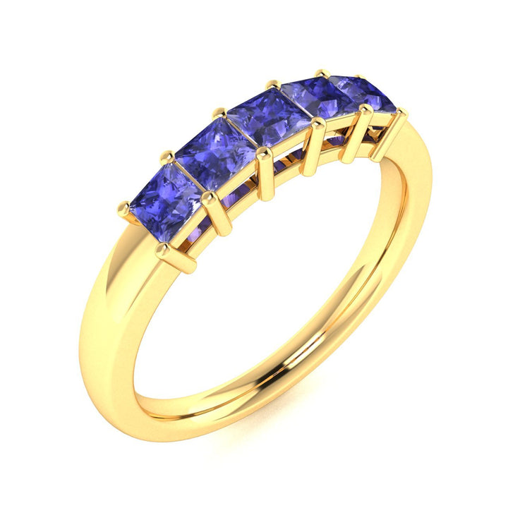 14KT Gold 5-Stone Princess Cut Tanzanite Ladies Ring (Tanzanite .75 cts.)