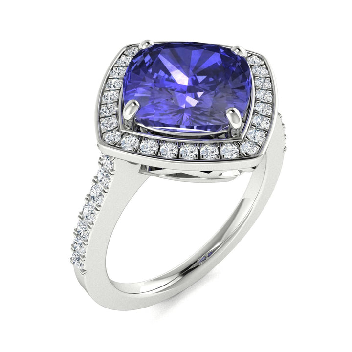 14kt Gold Cushion Cut Tanzanite and Diamond Ladies Ring (Tanzanite 2.00ct Diamonds 0.50cts)