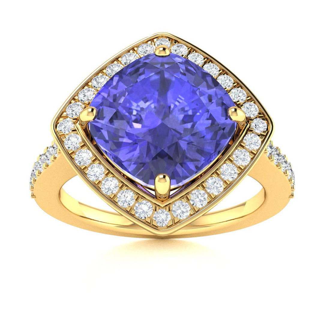 14kt Gold Cushion Cut Tanzanite and Diamond Ladies Ring (Tanzanite 2.00ct Diamonds 0.50cts)
