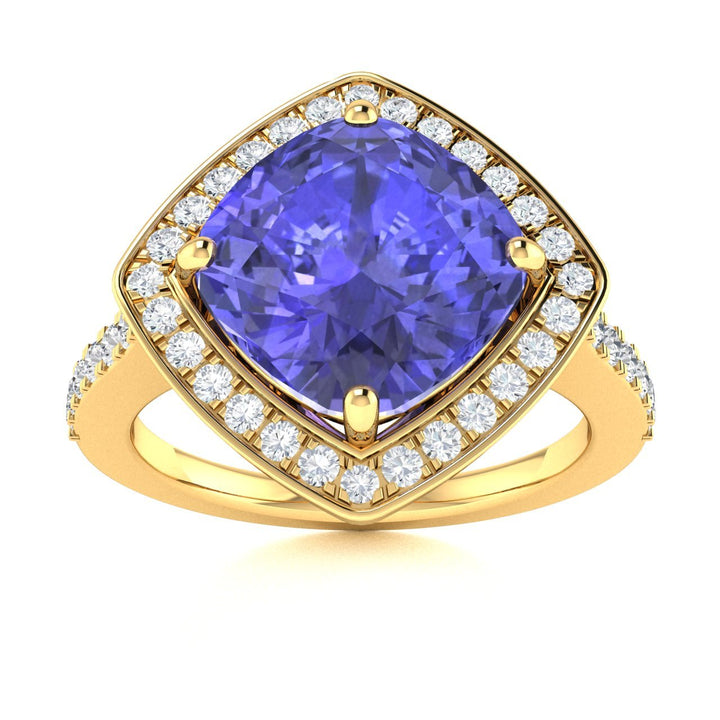 14kt Gold Cushion Cut Tanzanite and Diamond Ladies Ring (Tanzanite 2.00ct Diamonds 0.50cts)