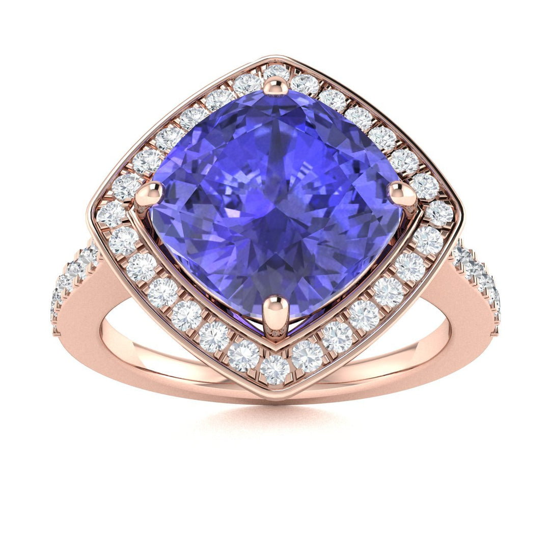 14kt Gold Cushion Cut Tanzanite and Diamond Ladies Ring (Tanzanite 2.00ct Diamonds 0.50cts)