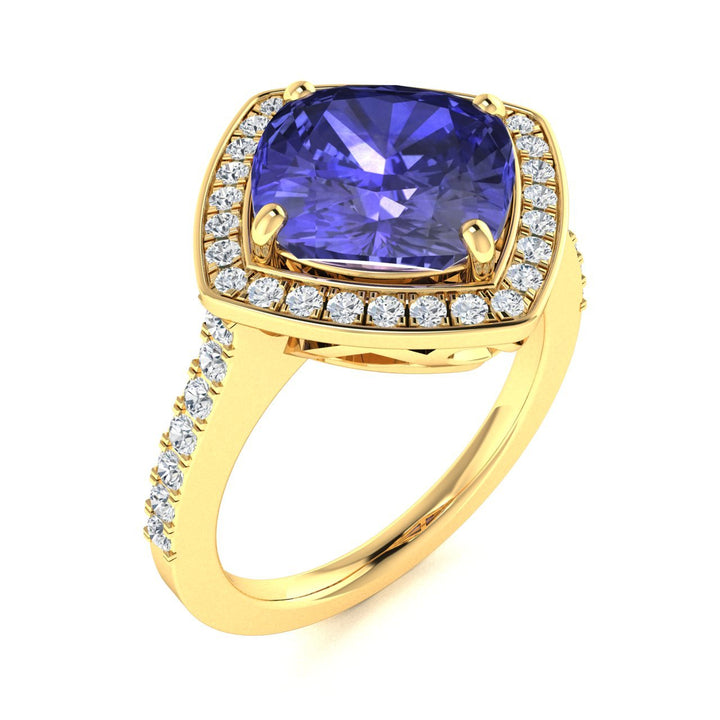 14kt Gold Cushion Cut Tanzanite and Diamond Ladies Ring (Tanzanite 2.00ct Diamonds 0.50cts)