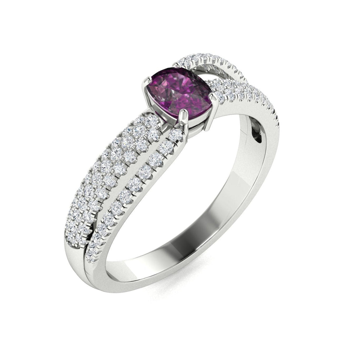 14KT Gold Cushion Shape Natural Alexandrite and Diamond Ladies Ring (Alexandrite 0.25 cts. White Diamonds 0.35 cts.)