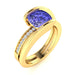 14KT Gold Cushion Tanzanite and Diamond Ladies Ring (Tanzanite 1.50 cts. White Diamonds 0.30 cts. )