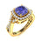 14KT Gold Cushion Tanzanite and Diamond Ladies Ring (Tanzanite 1.70 cts. White Diamond 0.40 cts.)