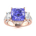 14KT Gold Cushion Tanzanite and Diamond Ladies Ring (Tanzanite 5.00 cts. White Diamonds 1.20 cts.)