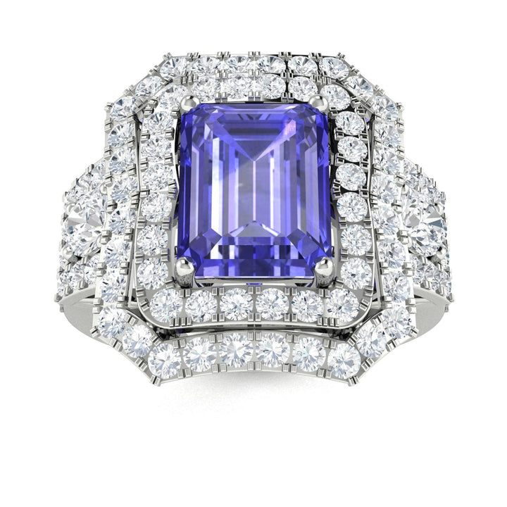 14KT Gold Emerald Cut Tanzanite and Diamond Ladies Ring (Tanzanite 2.00 cts. White Diamond 0.70 cts.)