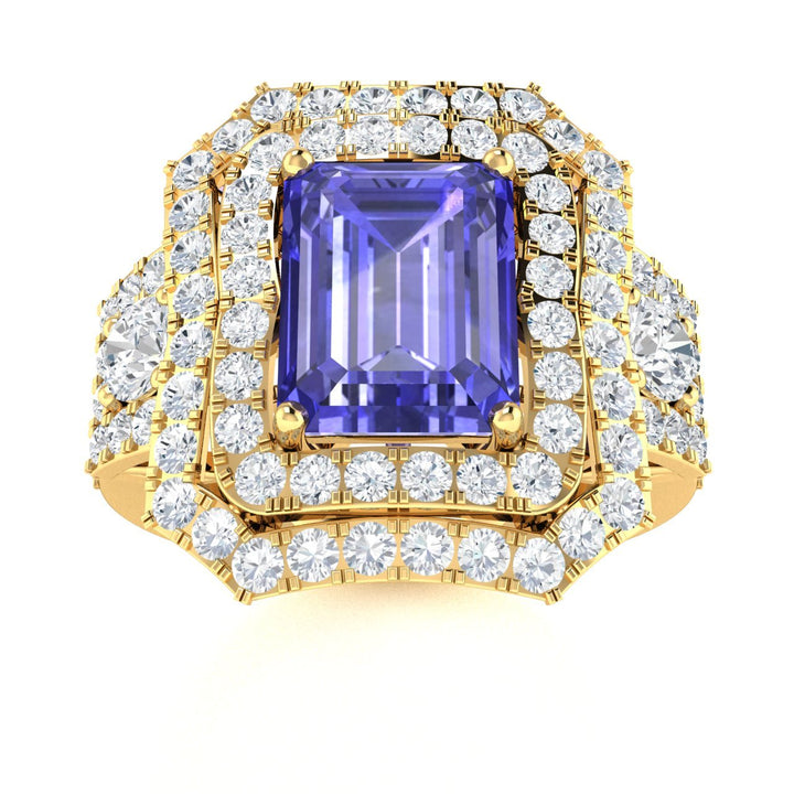 14KT Gold Emerald Cut Tanzanite and Diamond Ladies Ring (Tanzanite 2.00 cts. White Diamond 0.70 cts.)