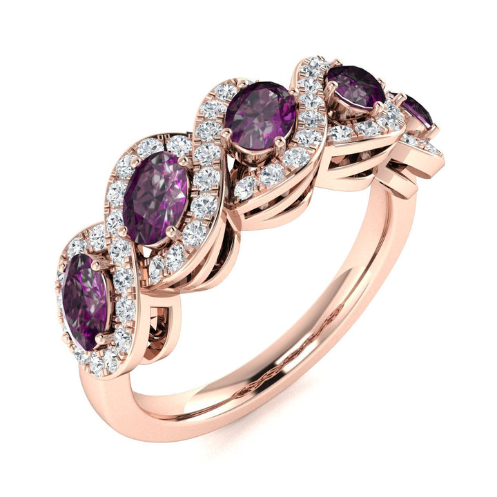 14KT Gold Natural Alexandrite and Diamond Ladies Ring (Alexandrite 0.75 cts. White Diamonds 1.00 cts)