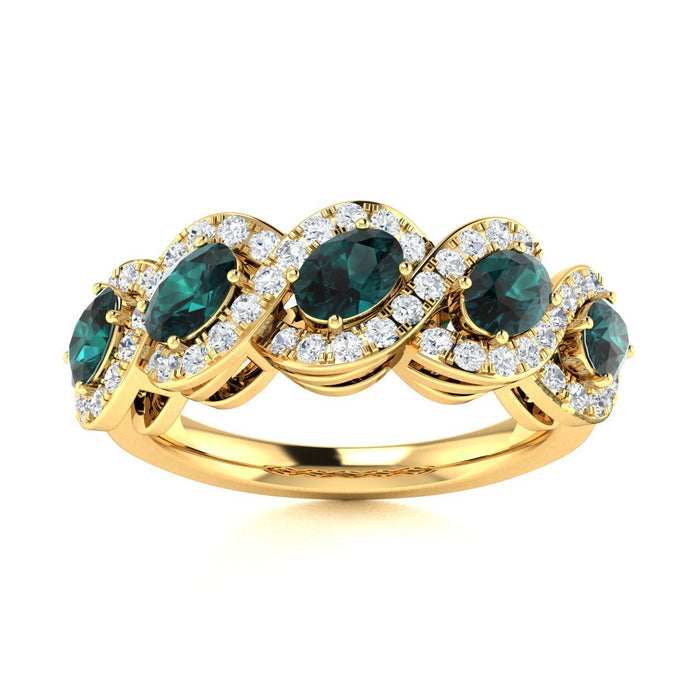 14KT Gold Natural Alexandrite and Diamond Ladies Ring (Alexandrite 0.75 cts. White Diamonds 1.00 cts)