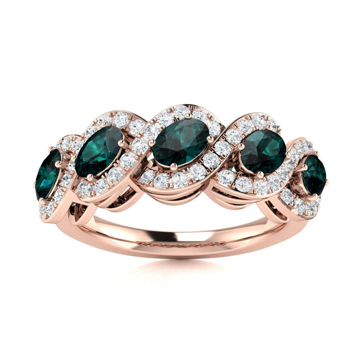 14KT Gold Natural Alexandrite and Diamond Ladies Ring (Alexandrite 0.75 cts. White Diamonds 1.00 cts)