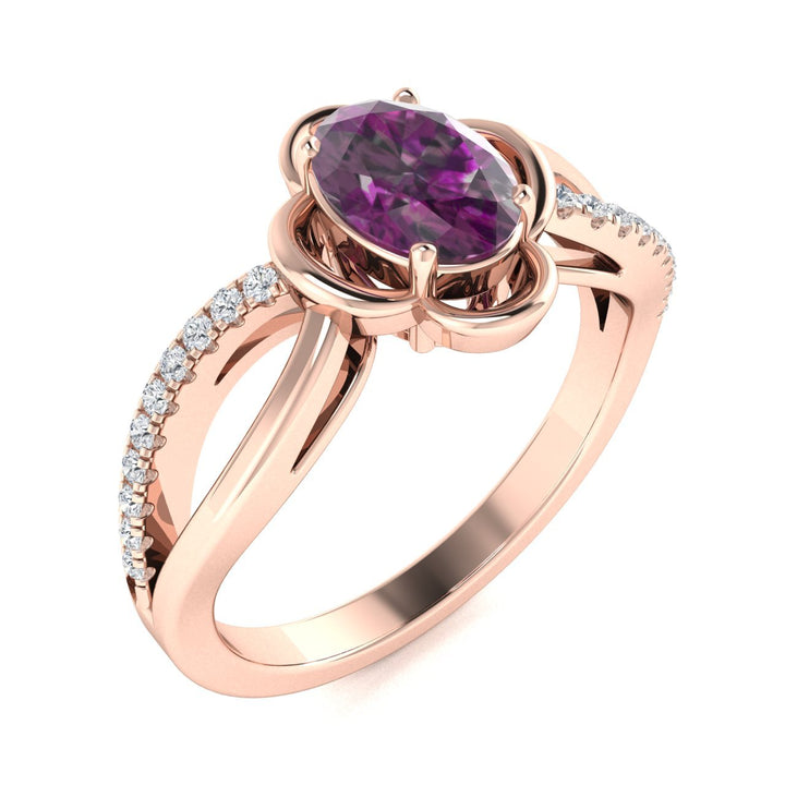 14kt Gold Natural Alexandrite and Diamond Ladies Ring (Alexandrite 0.85ct Diamonds 0.20cts)