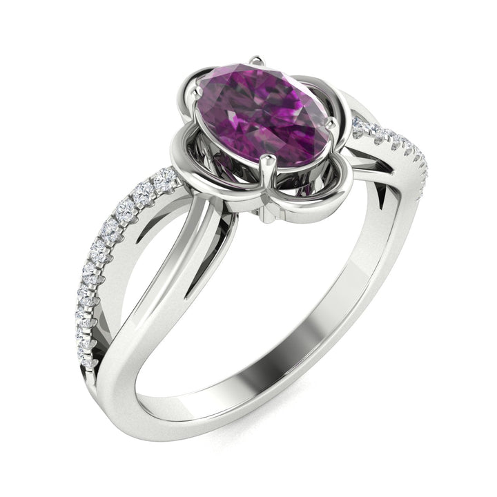 14kt Gold Natural Alexandrite and Diamond Ladies Ring (Alexandrite 0.85ct Diamonds 0.20cts)