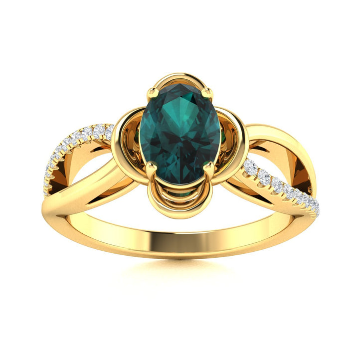 14kt Gold Natural Alexandrite and Diamond Ladies Ring (Alexandrite 0.85ct Diamonds 0.20cts)