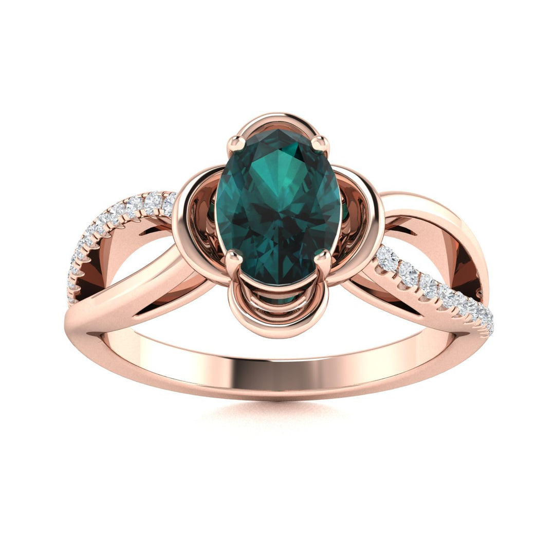 14kt Gold Natural Alexandrite and Diamond Ladies Ring (Alexandrite 0.85ct Diamonds 0.20cts)