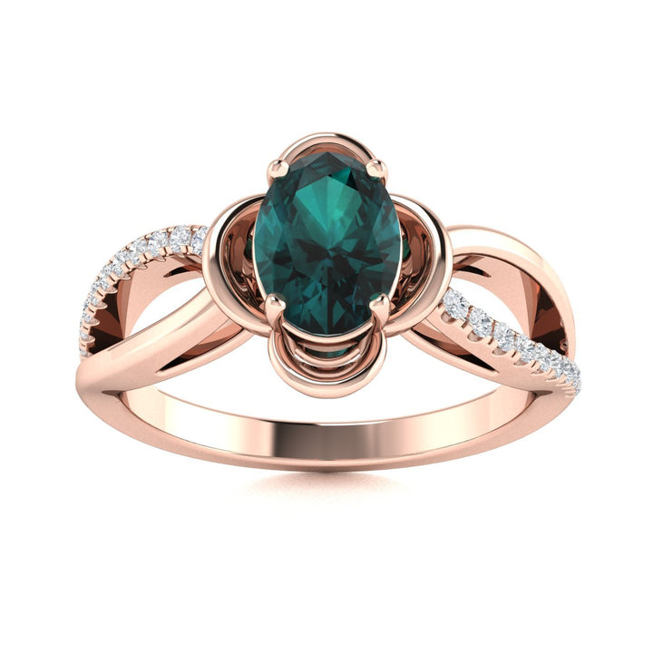14kt Gold Natural Alexandrite and Diamond Ladies Ring (Alexandrite 0.85ct Diamonds 0.20cts)