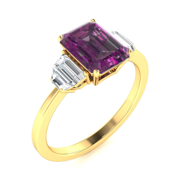 14KT Gold Natural Alexandrite and Diamond Ladies Ring (Alexandrite 0.90ct White Diamonds 0.20 cts)