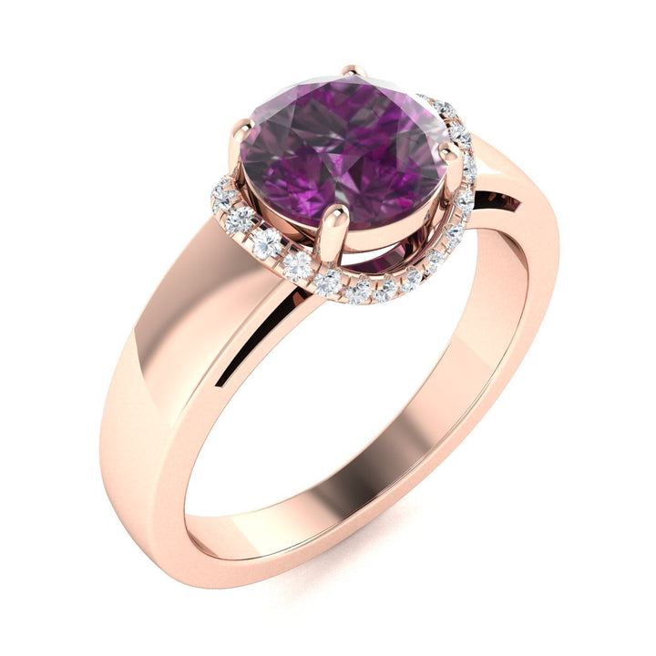 14KT Gold Natural Alexandrite and Diamond Ladies Ring (Alexandrite 1.30 cts White Diamonds 0.20 cts)