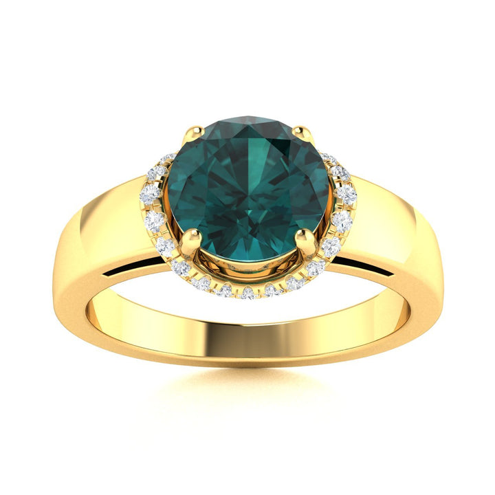 14KT Gold Natural Alexandrite and Diamond Ladies Ring (Alexandrite 1.30 cts White Diamonds 0.20 cts)