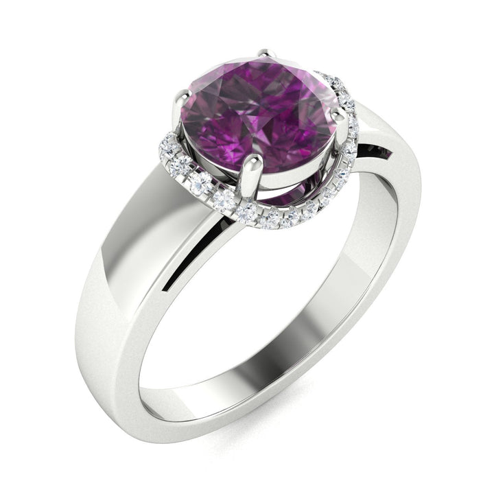 14KT Gold Natural Alexandrite and Diamond Ladies Ring (Alexandrite 1.30 cts White Diamonds 0.20 cts)