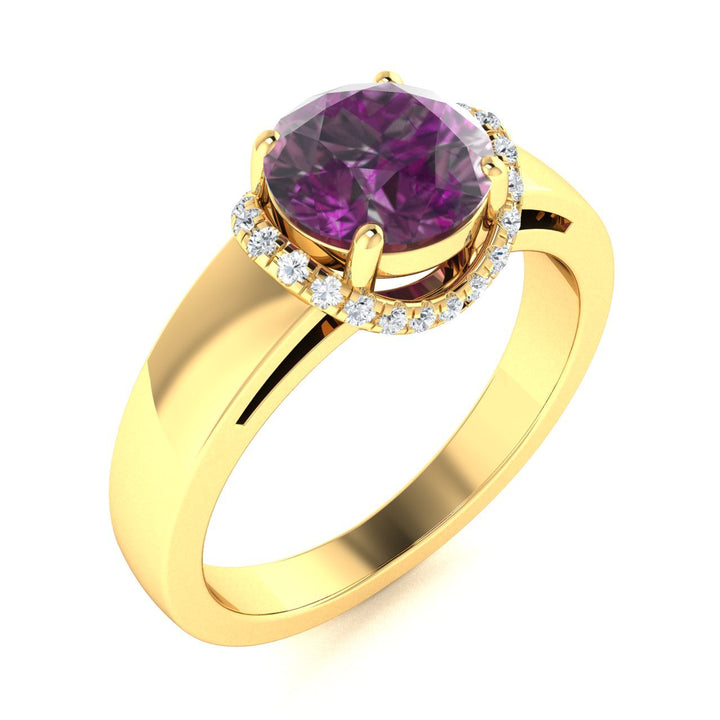 14KT Gold Natural Alexandrite and Diamond Ladies Ring (Alexandrite 1.30 cts White Diamonds 0.20 cts)