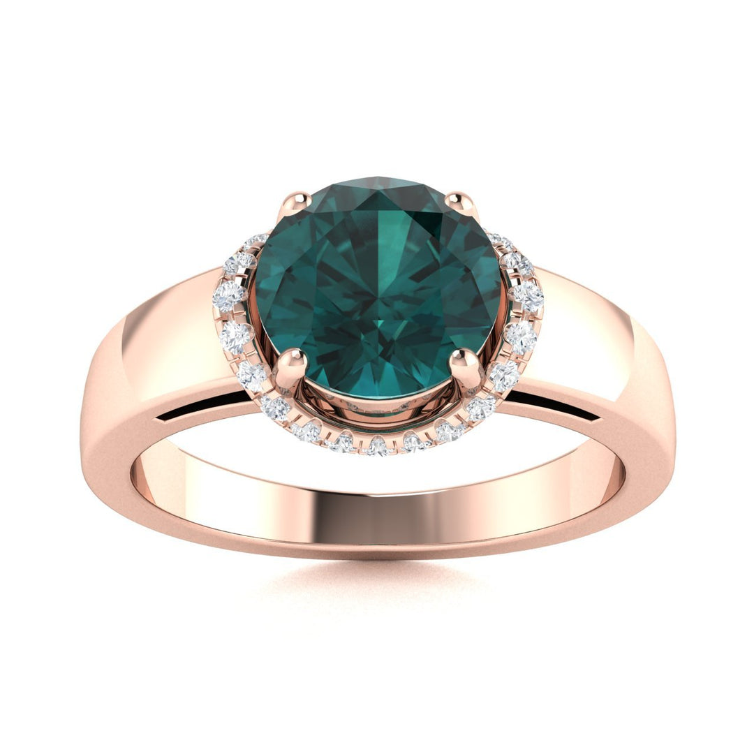 14KT Gold Natural Alexandrite and Diamond Ladies Ring (Alexandrite 1.30 cts White Diamonds 0.20 cts)