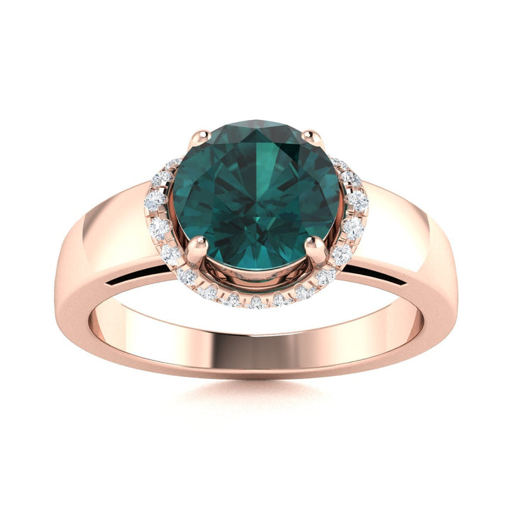 14KT Gold Natural Alexandrite and Diamond Ladies Ring (Alexandrite 1.30 cts White Diamonds 0.20 cts)