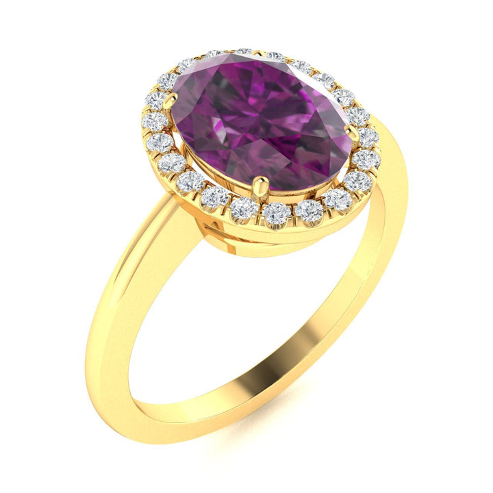 14KT Gold Natural color changing Alexandrite and Diamond Ladies Ring (Alexandrite 1.00ct White Diamonds 0.10cts)