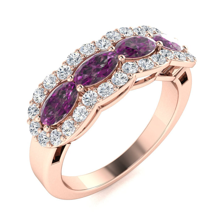 14KT Gold Oval Alexandrite and Diamond Ladies Ring (Alexandrite 1.02 cts. White Diamond 0.33 cts.)