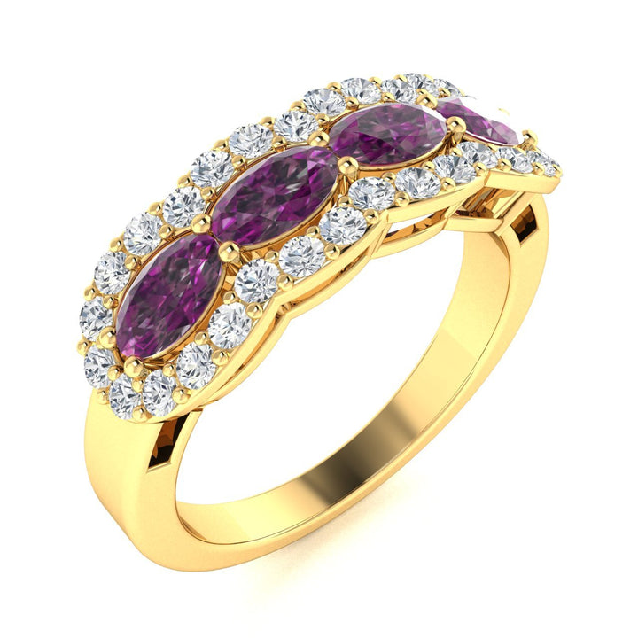 14KT Gold Oval Alexandrite and Diamond Ladies Ring (Alexandrite 1.02 cts. White Diamond 0.33 cts.)
