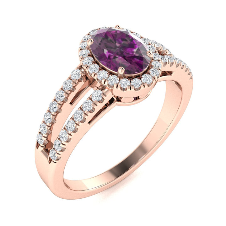 14KT Gold Oval Alexandrite and Diamond Ladies Ring (Alexandrite 1.28 cts. White Diamond 0.24 cts.)