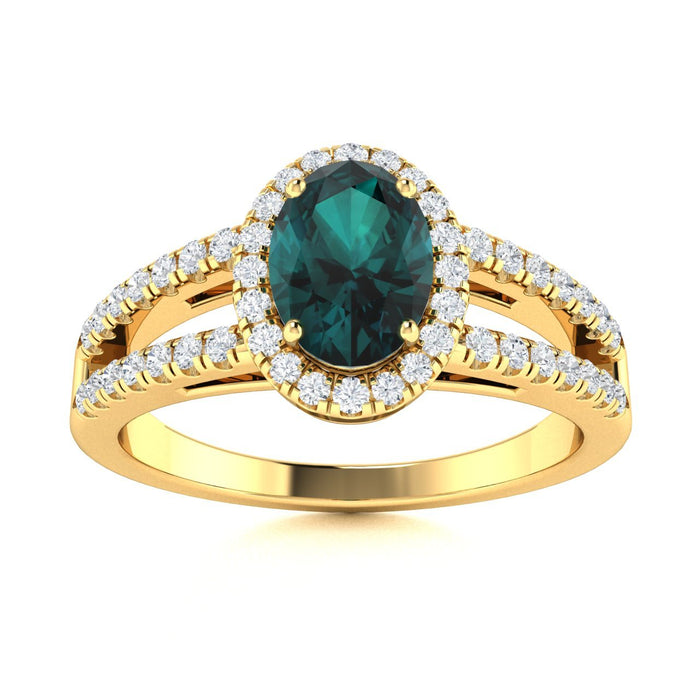 14KT Gold Oval Alexandrite and Diamond Ladies Ring (Alexandrite 1.28 cts. White Diamond 0.24 cts.)