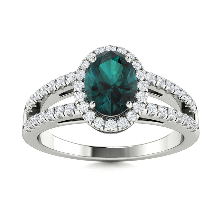 14KT Gold Oval Alexandrite and Diamond Ladies Ring (Alexandrite 1.28 cts. White Diamond 0.24 cts.)