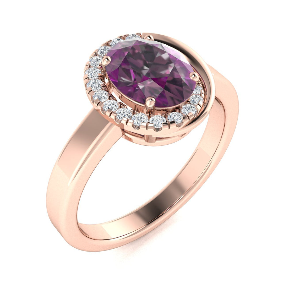 14KT Gold Oval Alexandrite and Diamond Ladies Ring (Alexandrite 1.38 cts. White Diamond 0.15 cts.)