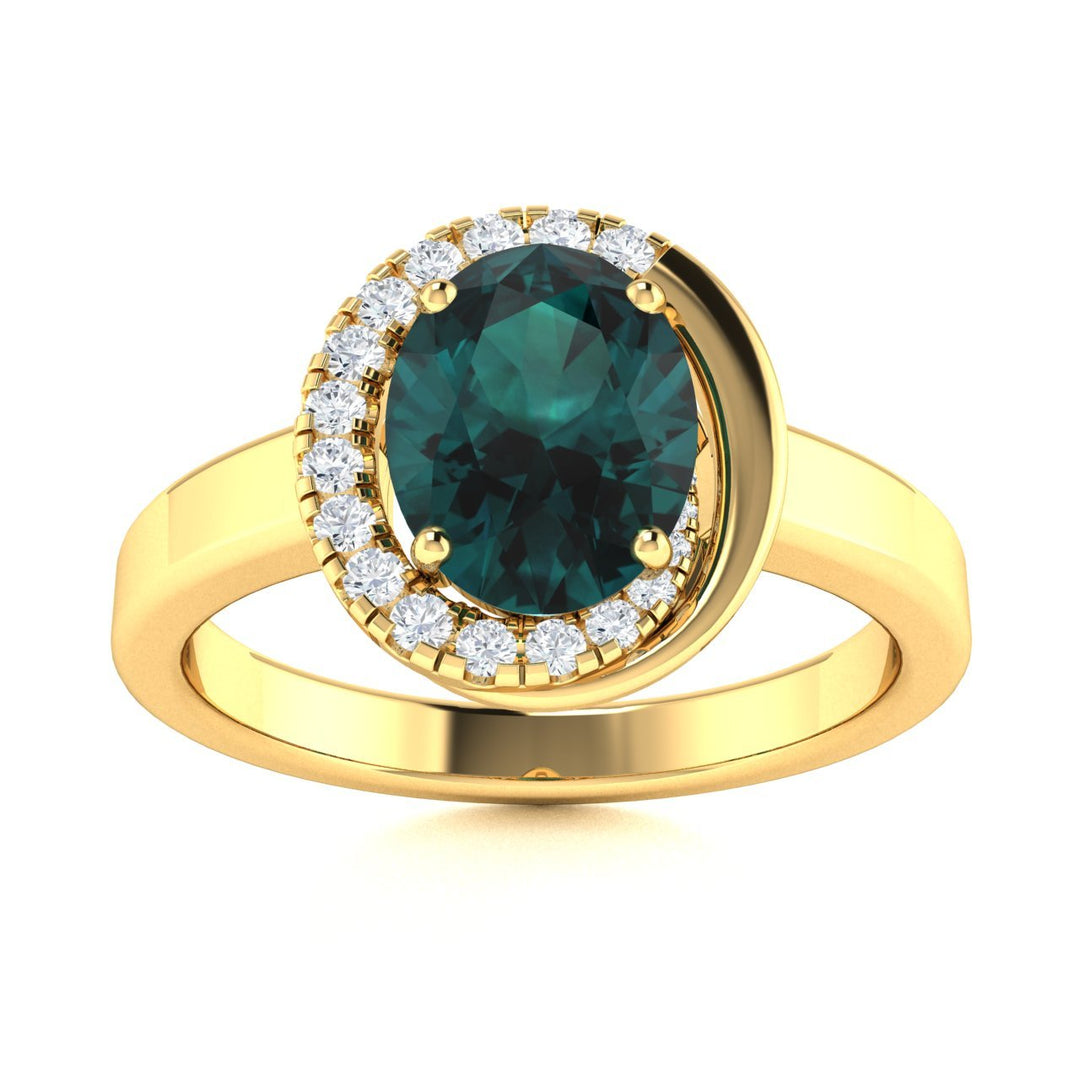 14KT Gold Oval Alexandrite and Diamond Ladies Ring (Alexandrite 1.38 cts. White Diamond 0.15 cts.)