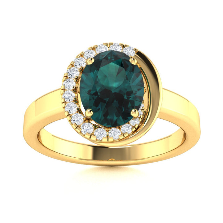 14KT Gold Oval Alexandrite and Diamond Ladies Ring (Alexandrite 1.38 cts. White Diamond 0.15 cts.)